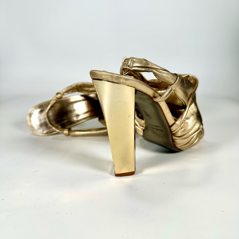 Diane Von Furstenberg Gold Strappy Heels Sandals Size: 7 B - Picture 7 of 10
